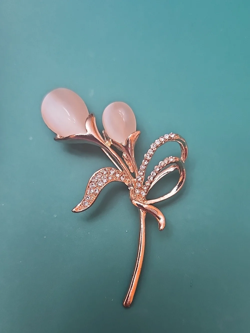 Delicate Rose Gold Pink Floral Brooch - Women's Jewelry Accent